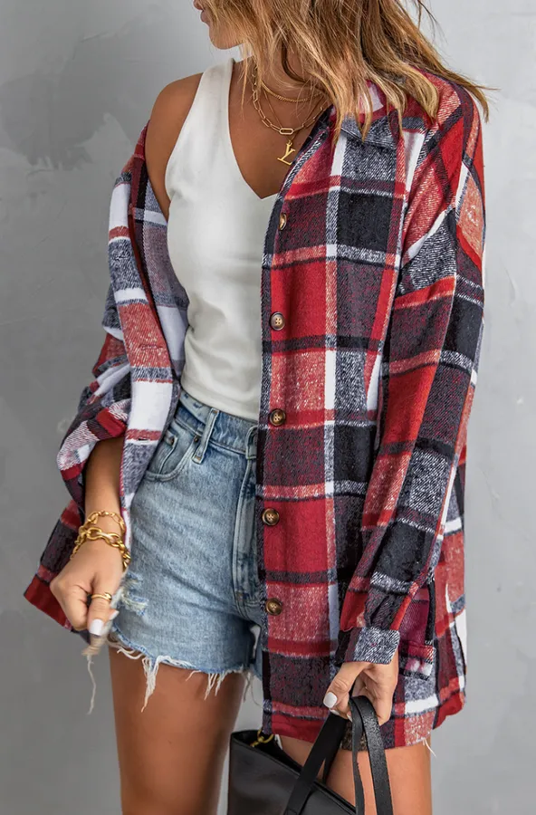 Plaid Easygoing Shacket Jacket