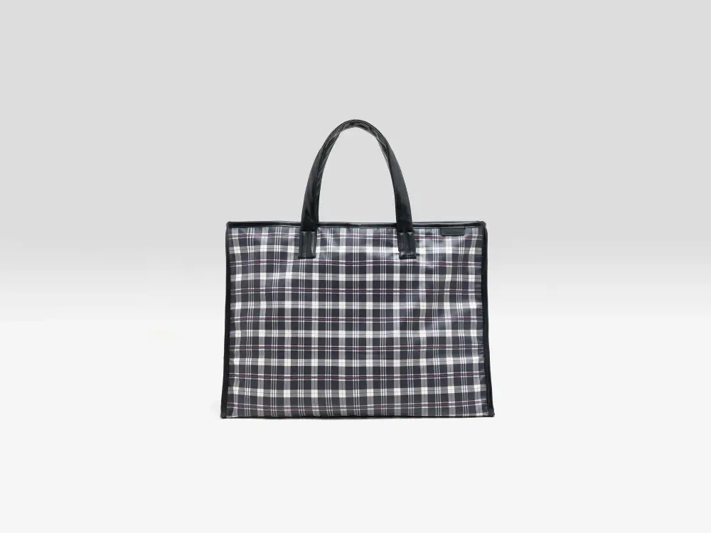 Leather Checked Large Tote Bag