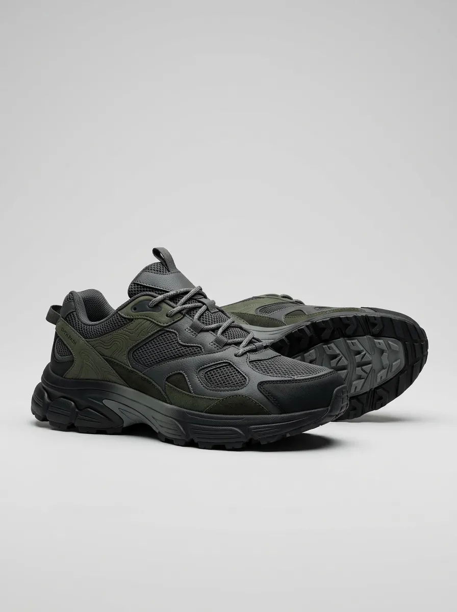 Outdoor-Inspired Pattern Hiking-Inspired Topographic Casual Sneakers