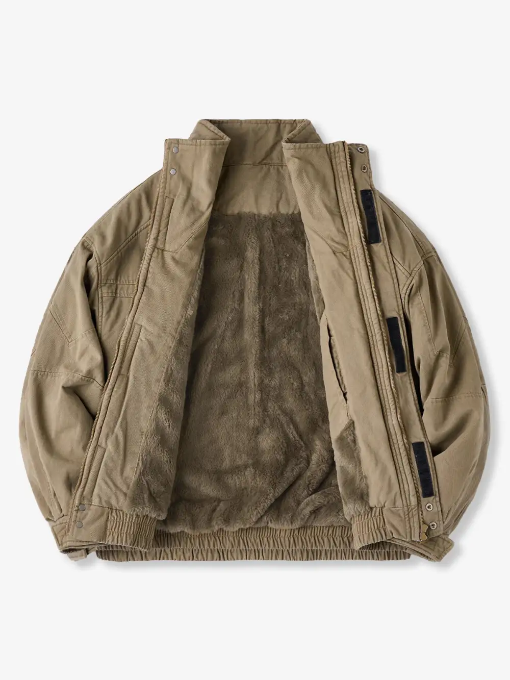 Men's Faux Fur Lined Stand Collar Harrington Jacket