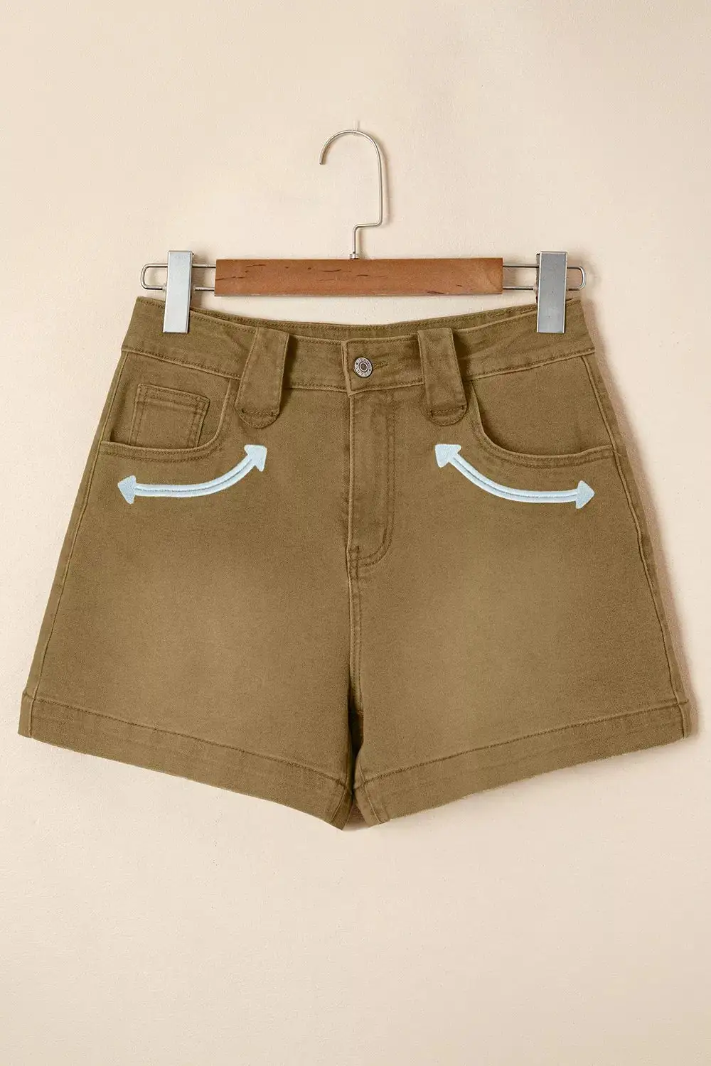 Pocketed Cotton Denim Shorts