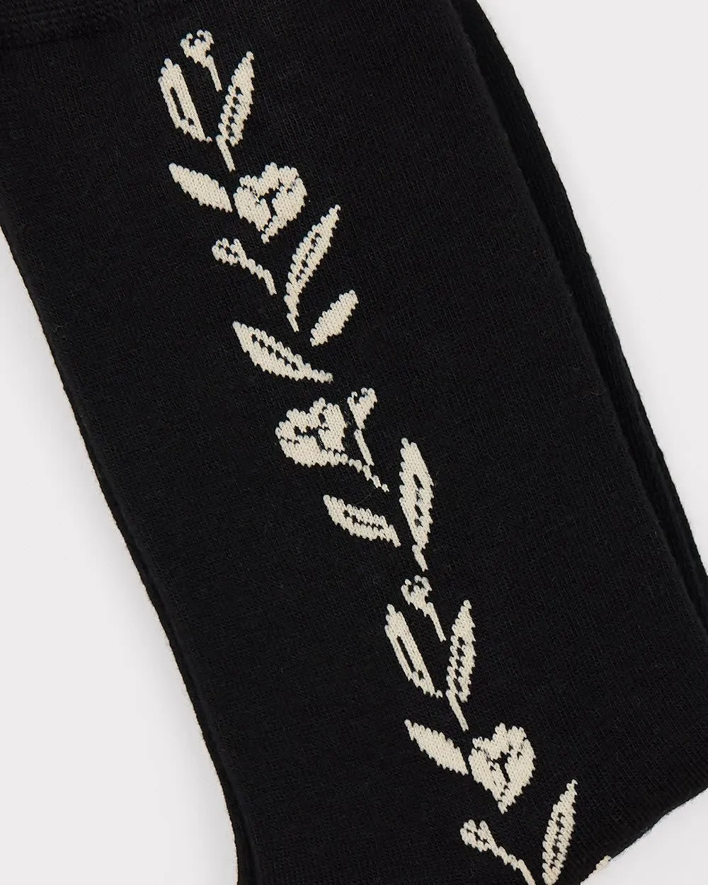 Bamboo Crew Socks With Floral Detail
