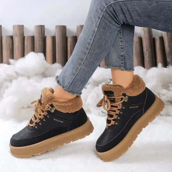 Relaxed Lace-Up Platform Ankle Boots