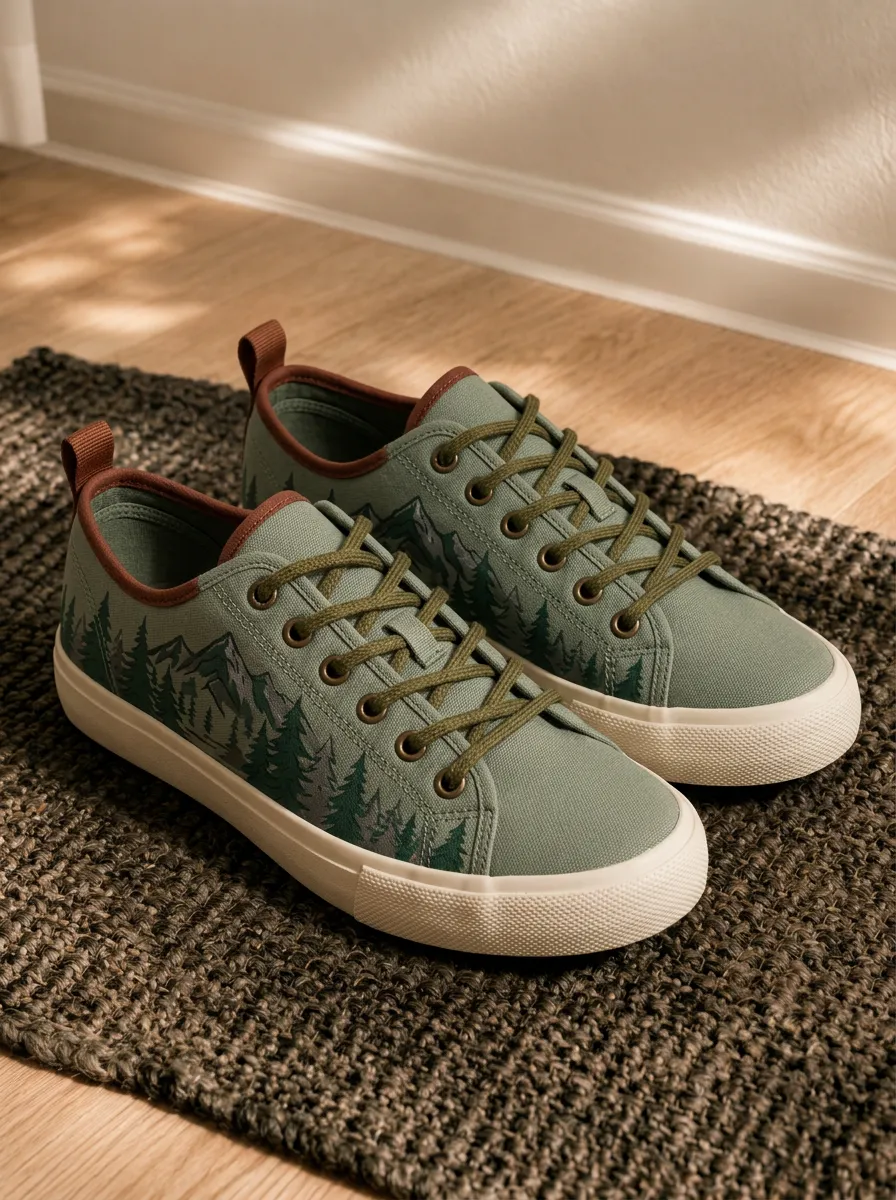 Men's Artful Nature Lover Mountain Forest Patterned Canvas Shoes