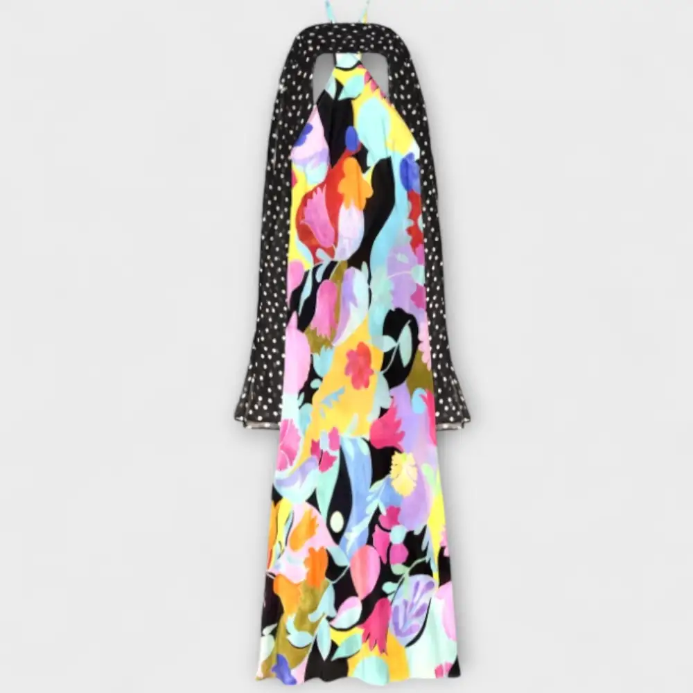 Chiffon Satin Sleeveless Midi Dress