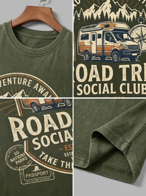 Unisex Road Trip Adventure Camper Printed T-shirt