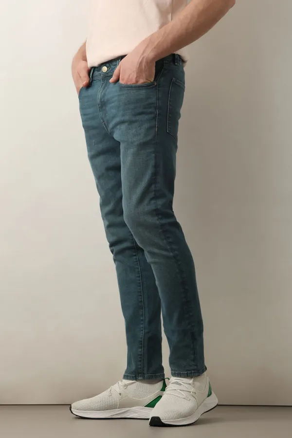 Blue Mid Rise Casual Slim Fit Jeans