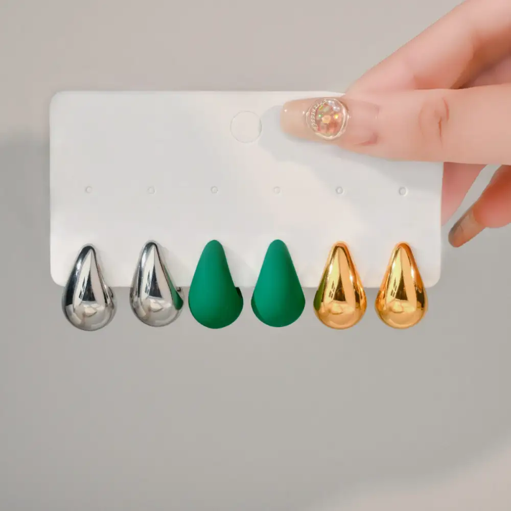 Minimalist Hollow Drop Earring Set