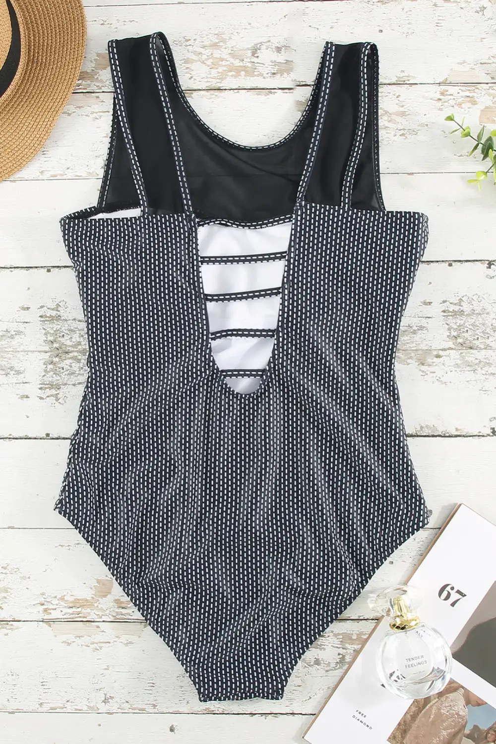 Floral Mesh Ladder Hollow-out Back One Piece Swimwear