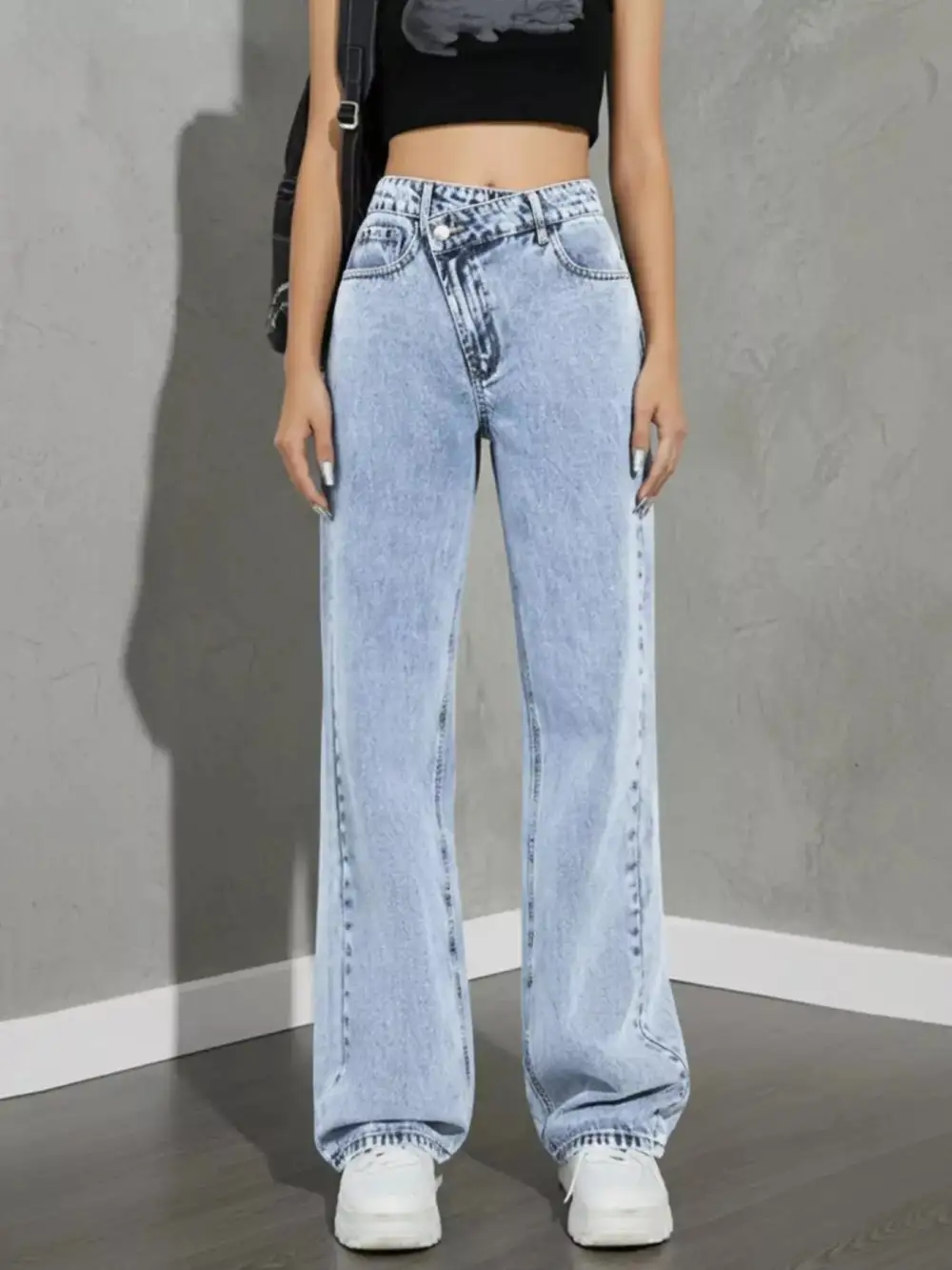 Front-Closure High-Waist High-Rise Denim Jeans