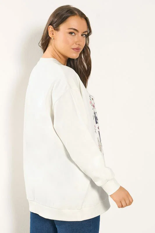 White 'Paris Flower Market' Floral Sweatshirt detail 2