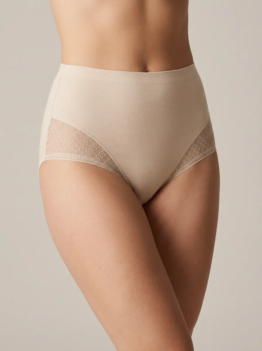 Women's High-Waisted Seamless Lace-Trim Panties
