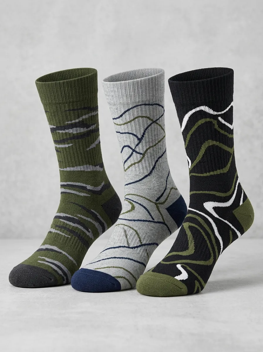 Topographic Camo Casual Sock Set