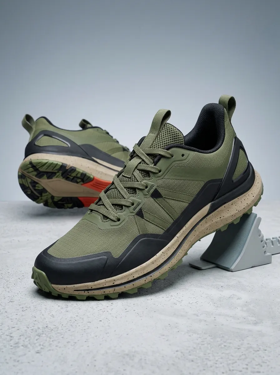 Men's Olive Green Tactical Outdoor Printed Running Shoes