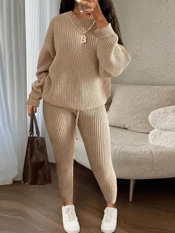 Fashionable Casual Knitted Suit Pants Suit