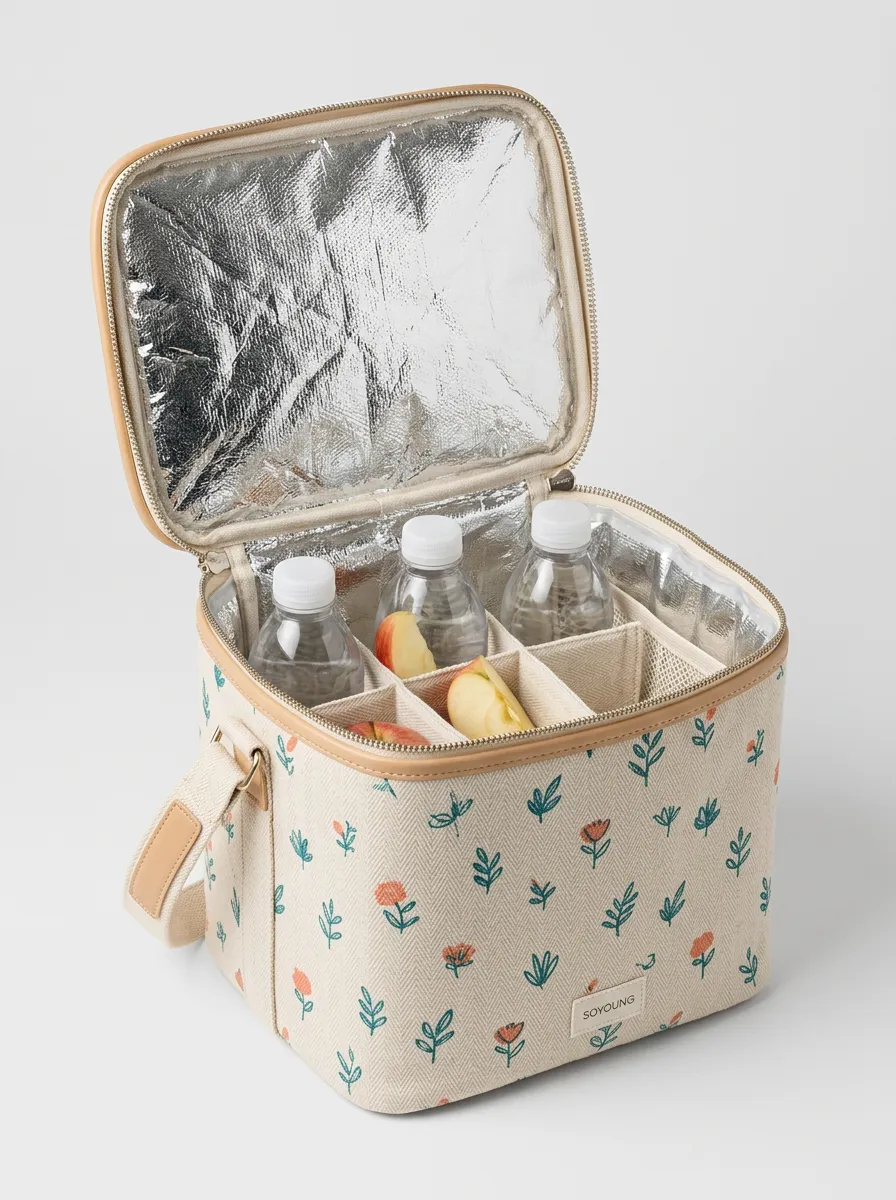 Floral Botanical Pattern Printed Insulated Cooler Bag