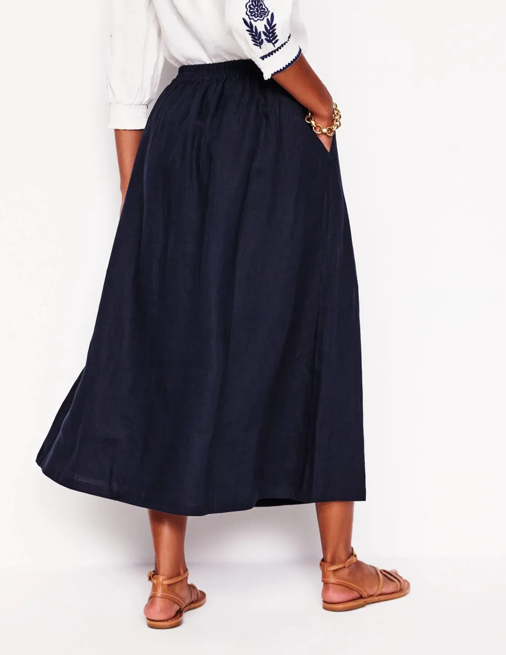 Verity Linen Midi Skirt