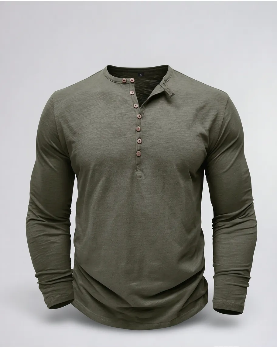 Classic Long Sleeve Henley Shirt