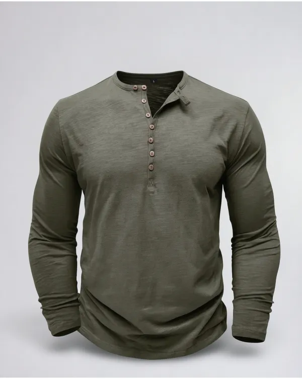 Classic Long Sleeve Henley Shirt