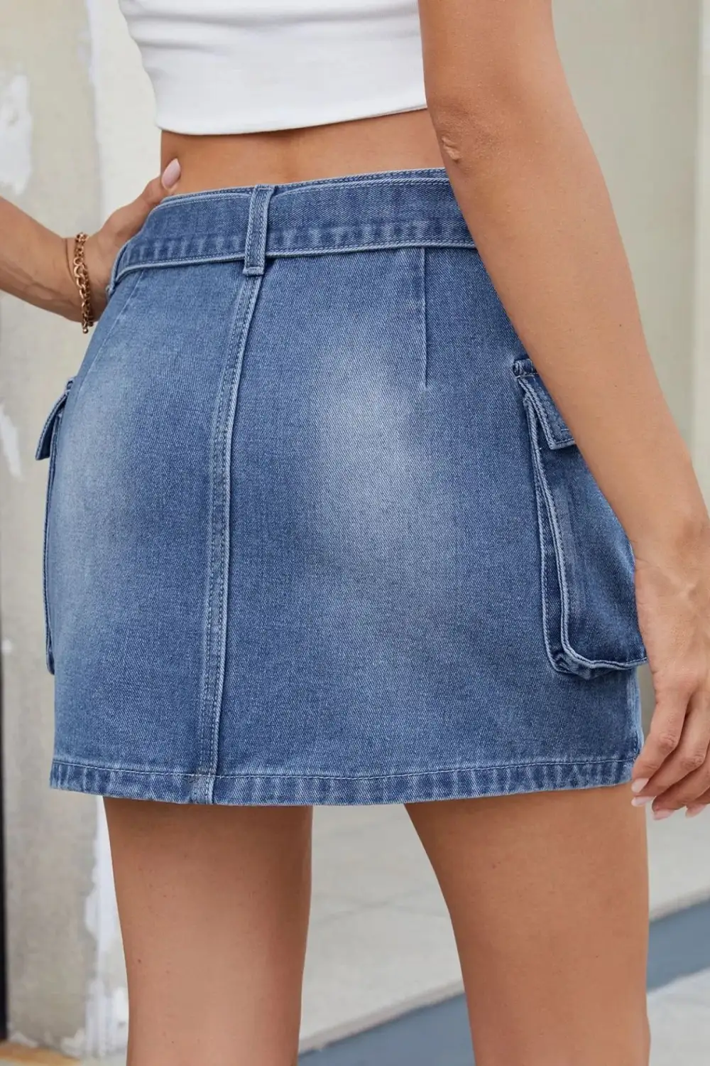 Denim Criss Mini Skirt