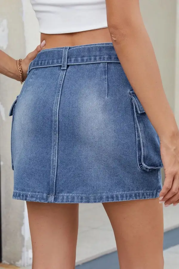 Denim Criss Mini Skirt