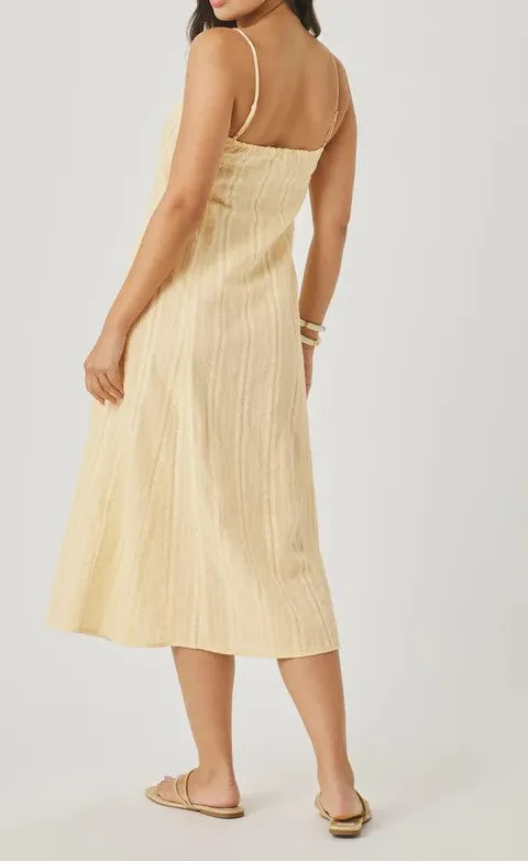 Cream Sleeveless Flowy Midi Dress
