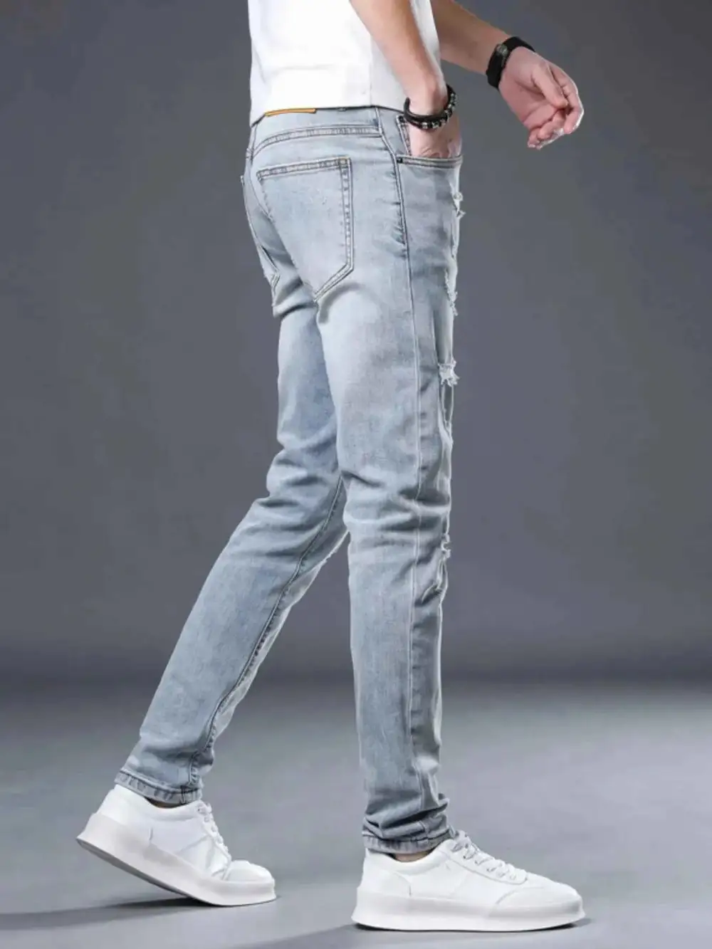 Casual Distressed Slim Fit Jeans