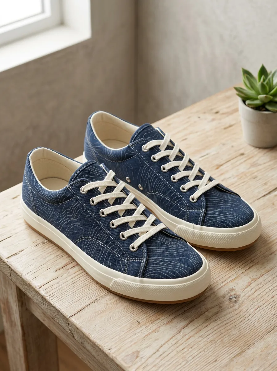 Men's Downtown Topographic Map Pattern Patterned Canvas Shoes
