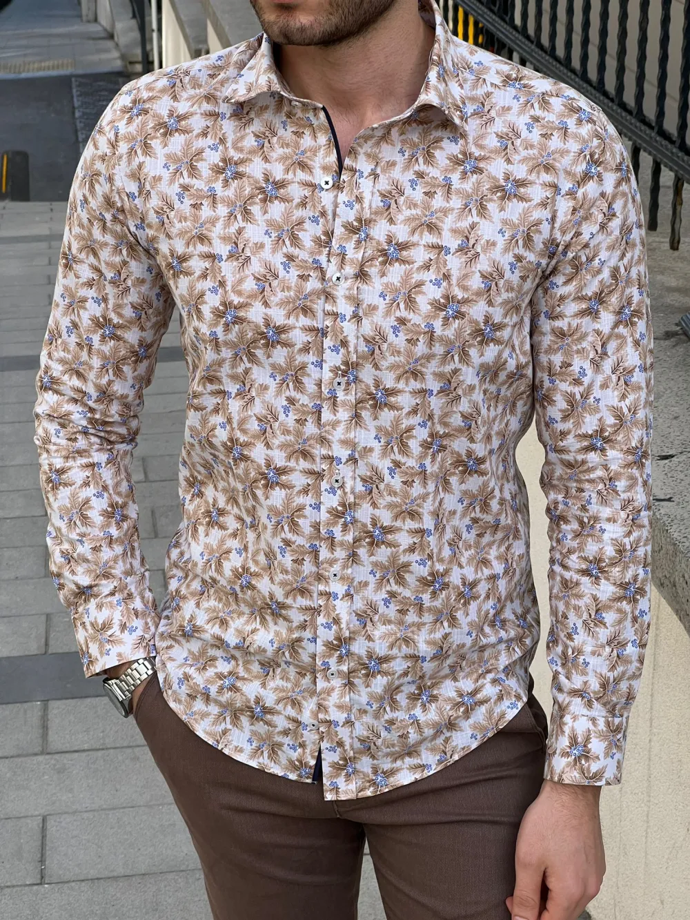 Everyday Patterned Slim Fit Cotton Casual Shirt