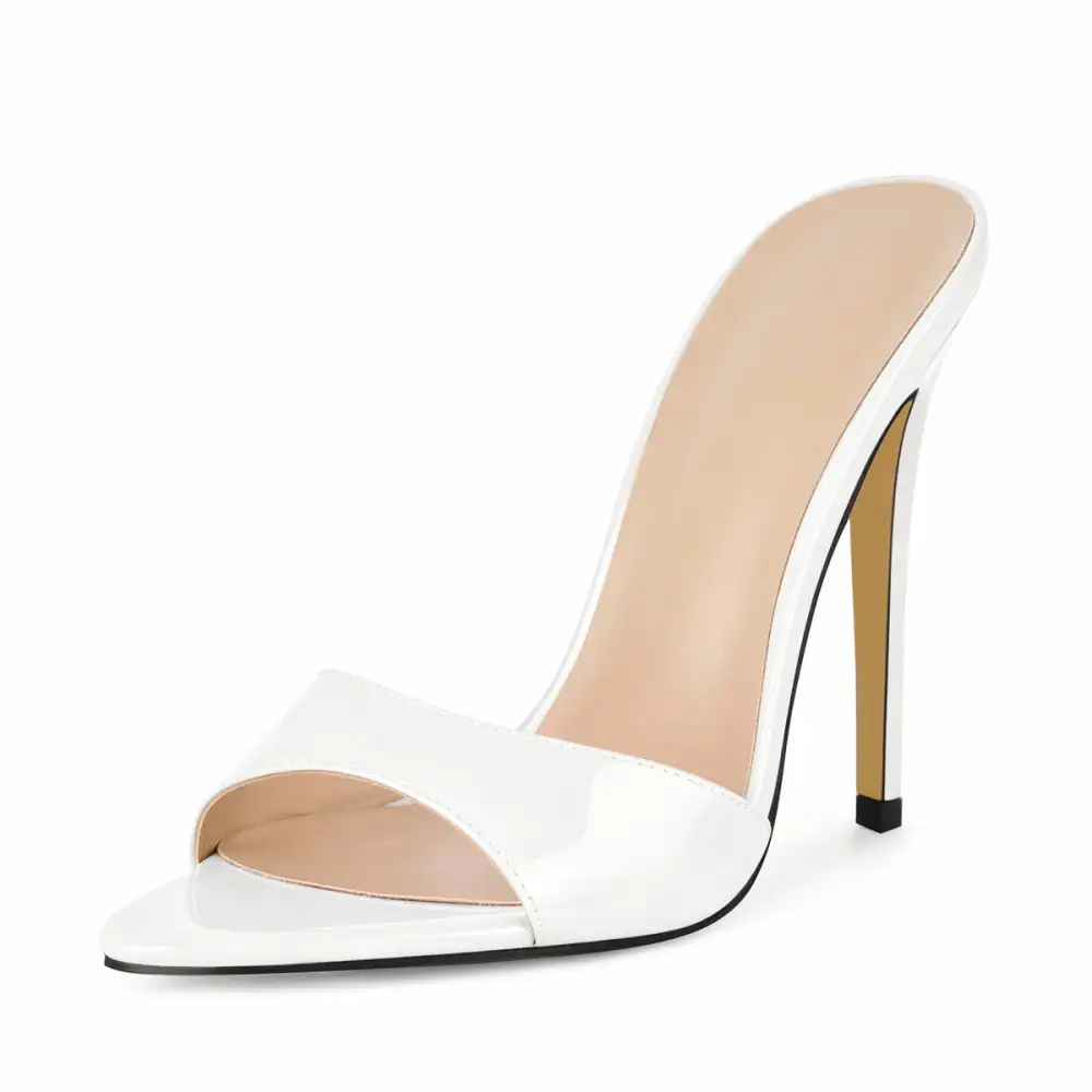 Pointed Toe Patent Leather Mule Sandals