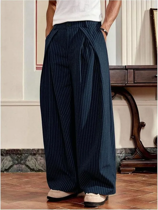 Draped Stripe Trousers