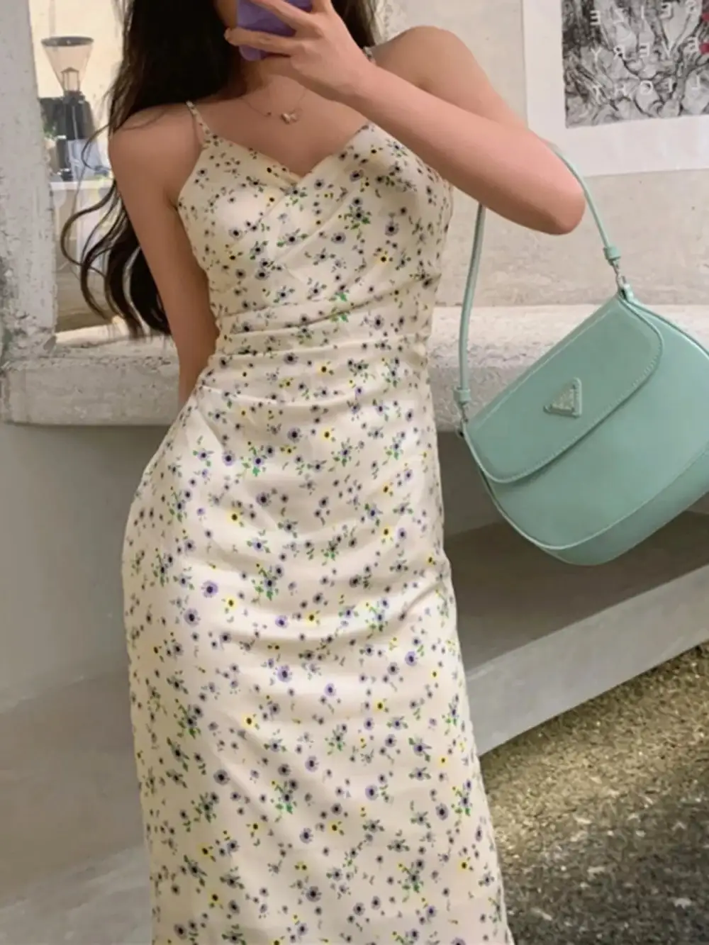 Print Spaghetti Strap Midi Dress