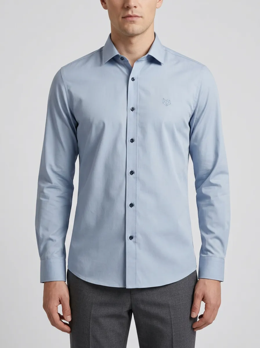 Men's Minimalist Fox Logo Non-Iron Cotton Printed Shirt