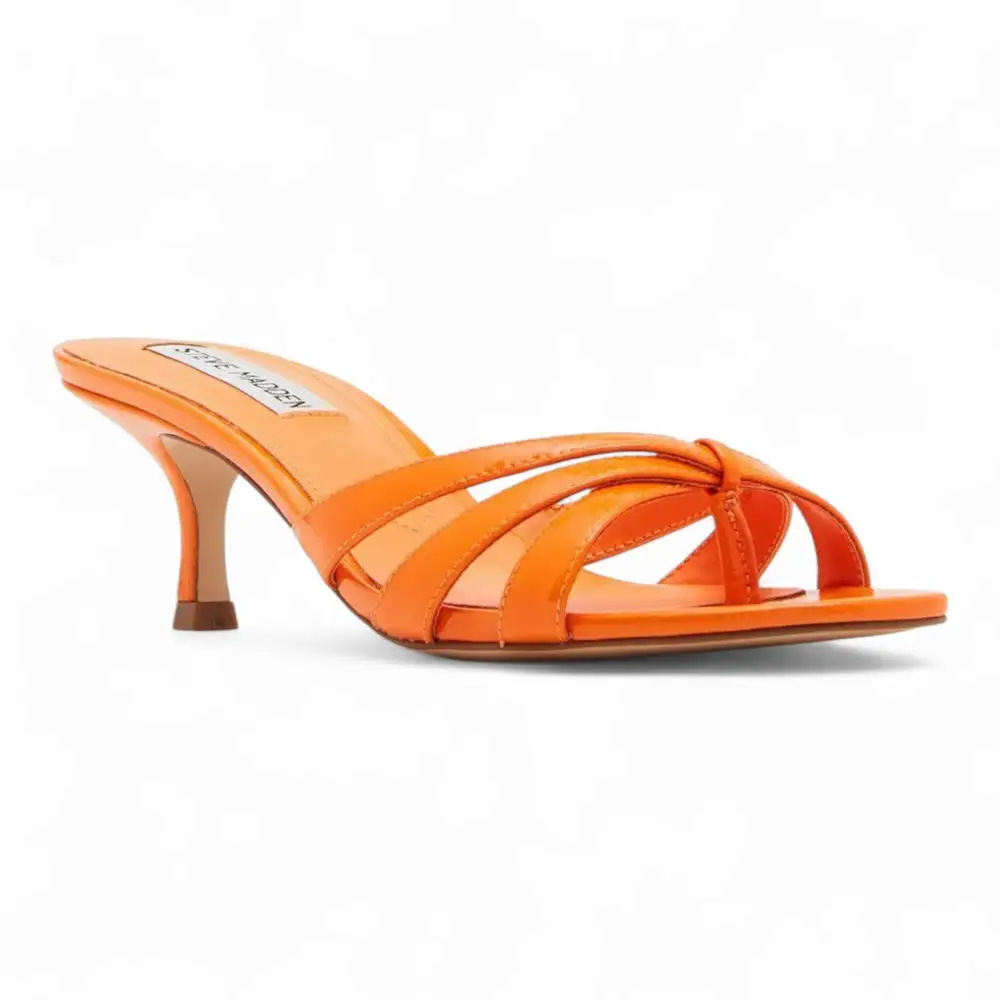 Cary Strappy Kitten-Heel Mule Sandals