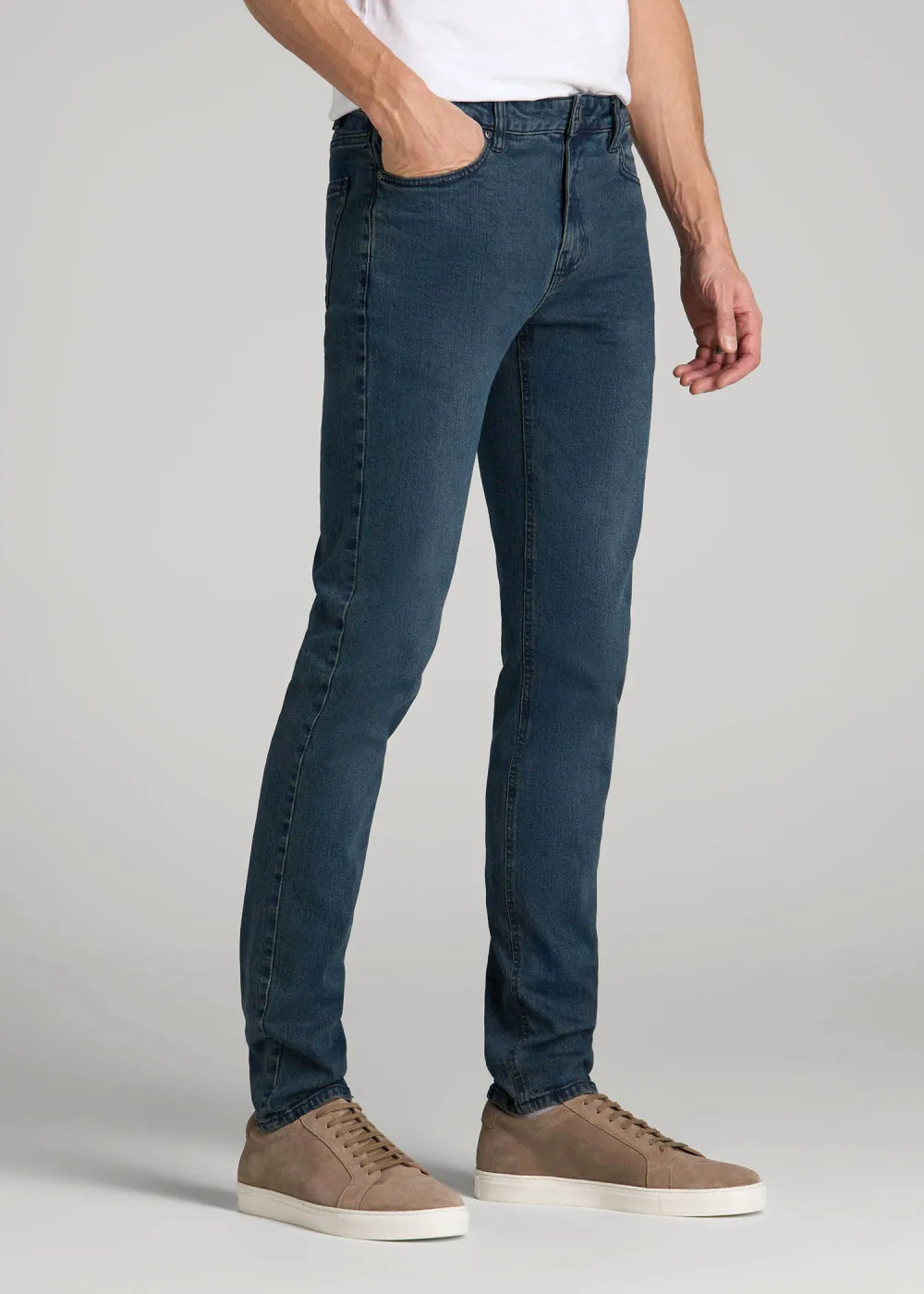 Men's Textured Slim Fit Tapered Cotton Jeans