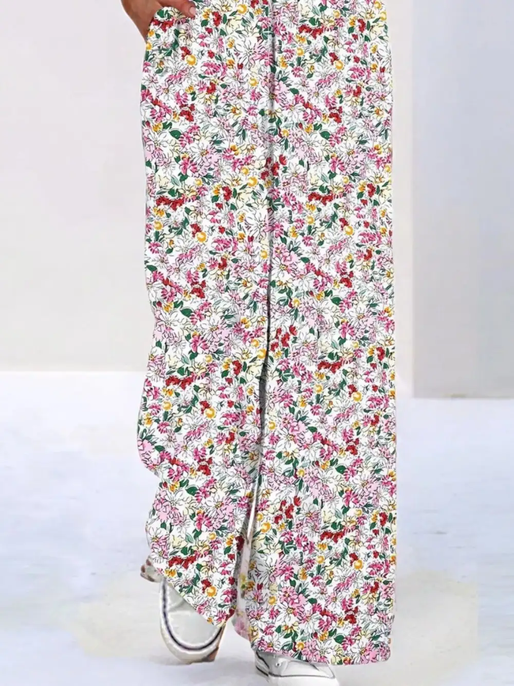 Plus Size Floral Print Wide Leg Jumpsuit