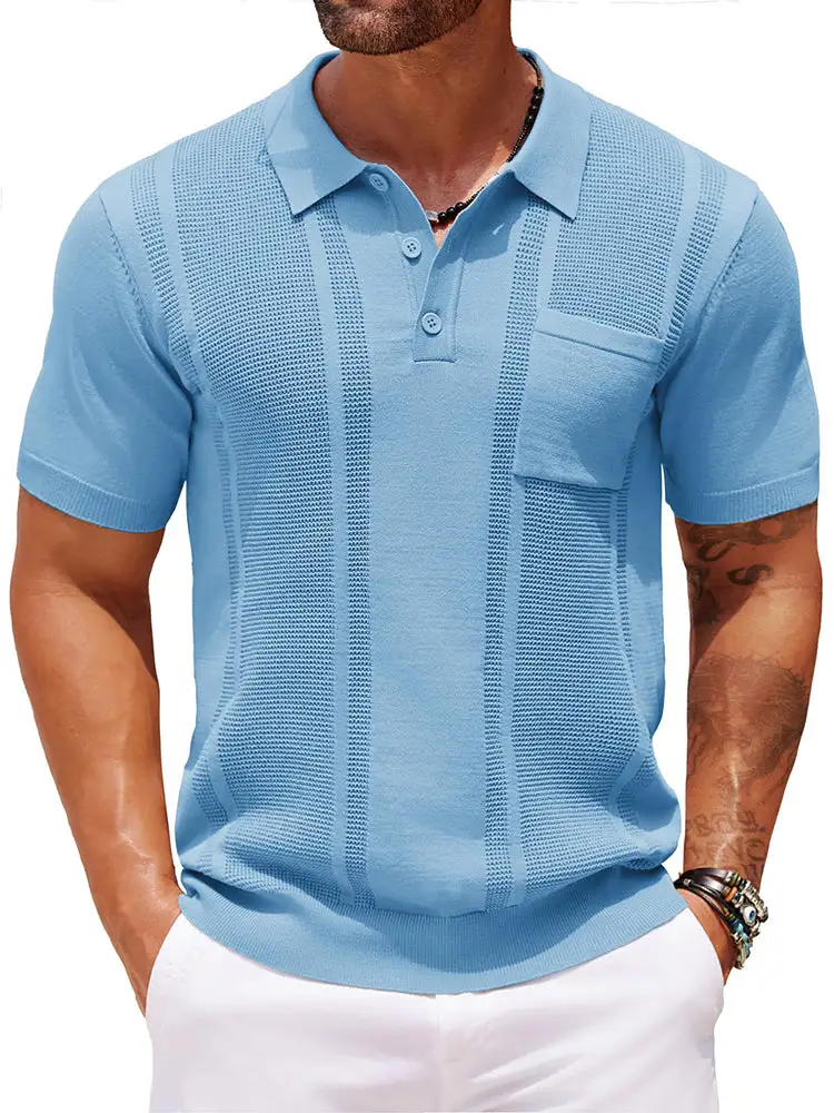 Casual Textured Knit Polo Shirt