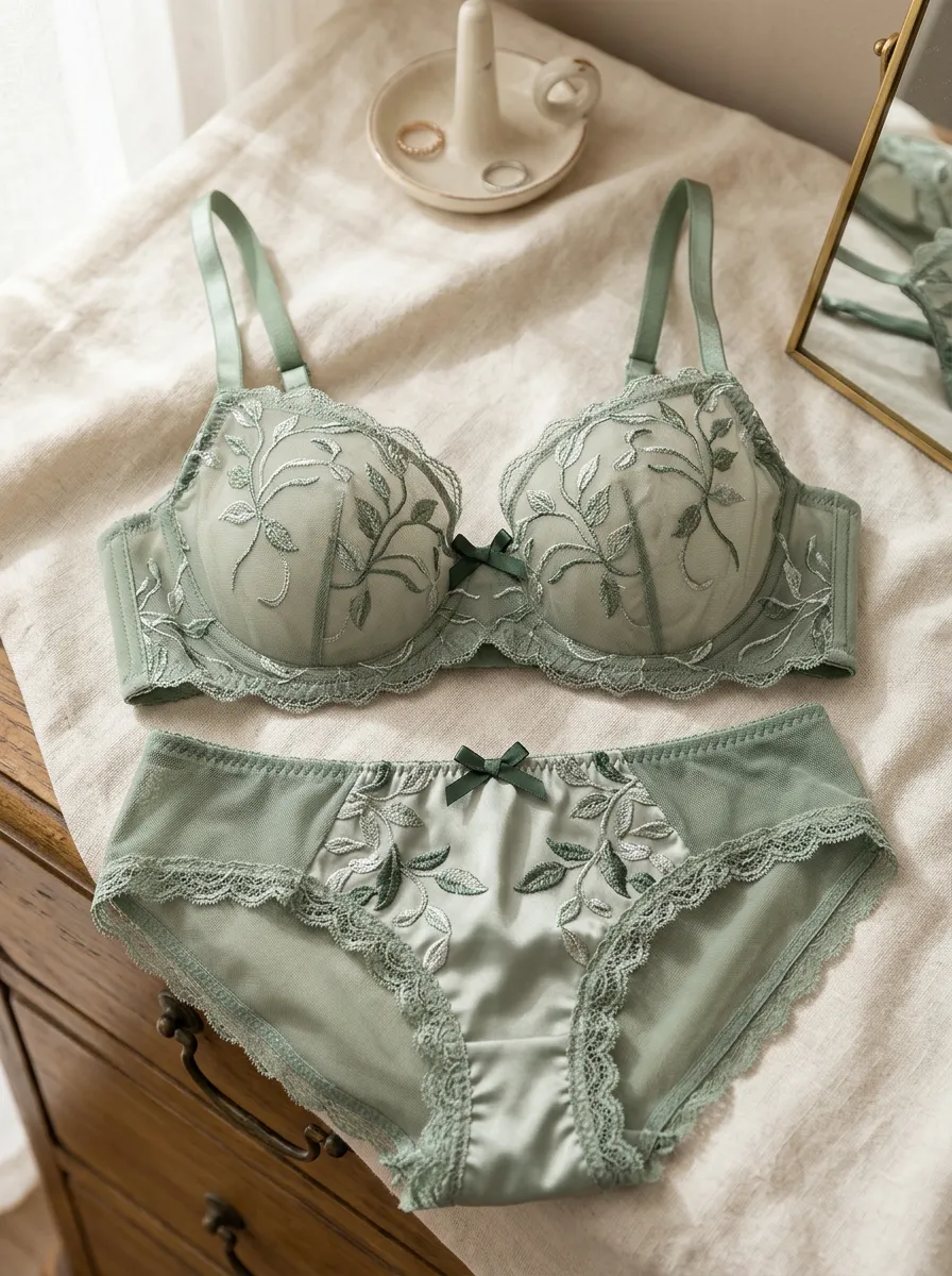 Women's Floral Embroidered Lace Embroidered Lingerie Set