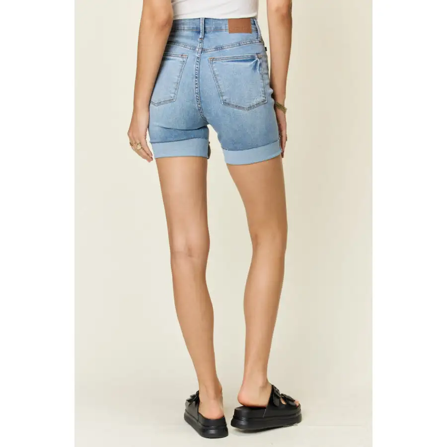 Full Size Tummy Control High Waist Denim Shorts