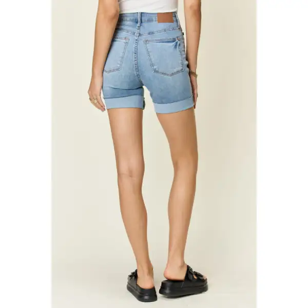 Full Size Tummy Control High Waist Denim Shorts
