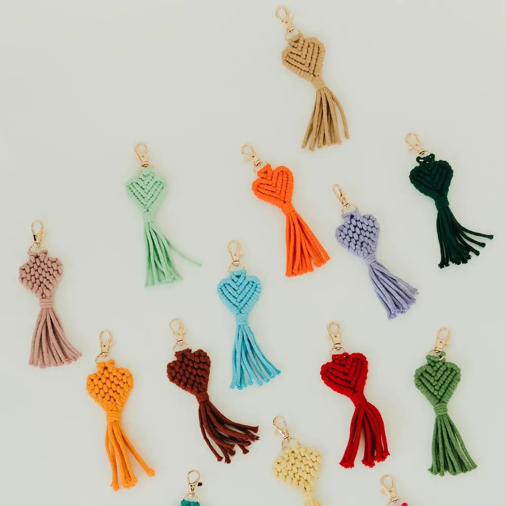 Heart Macrame Bag Charm Key Chain
