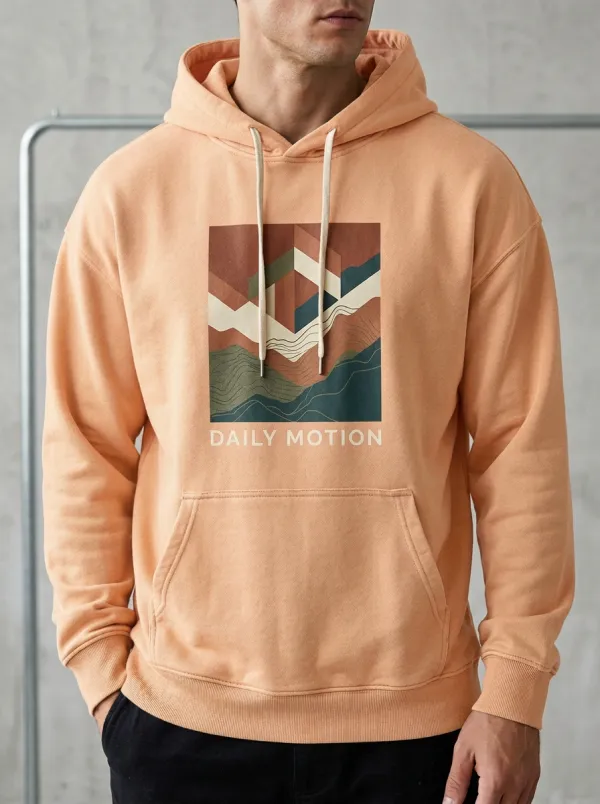 Men's Daily Motion Geometric Landscape Print Hoodie