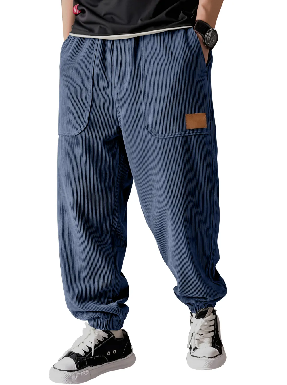 Corduroy Panel Detail Pants