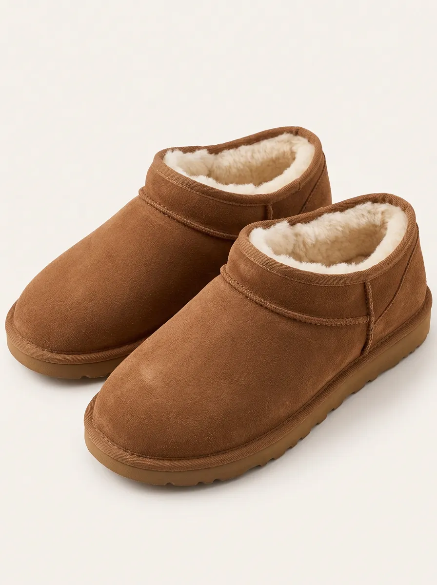 Brown Slippers with fleece lined detailing with a Casual Finish