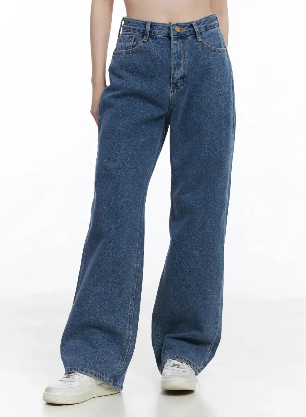 High-Waist Fleece-Lined Wide-Leg Jeans