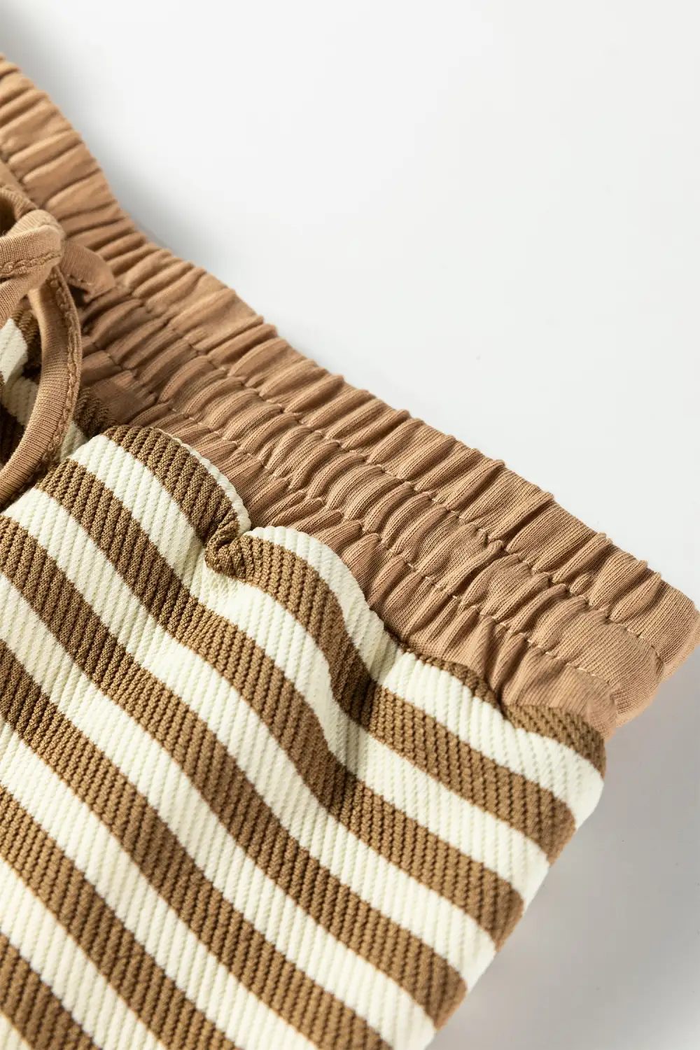 Lightweight Feel Striped Drawstring Drop Shoulder Skirt Set
