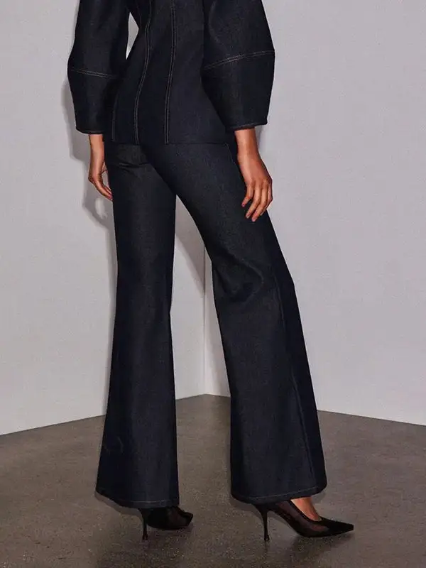 Minimal High Waist Wide Leg Pocket Jeans