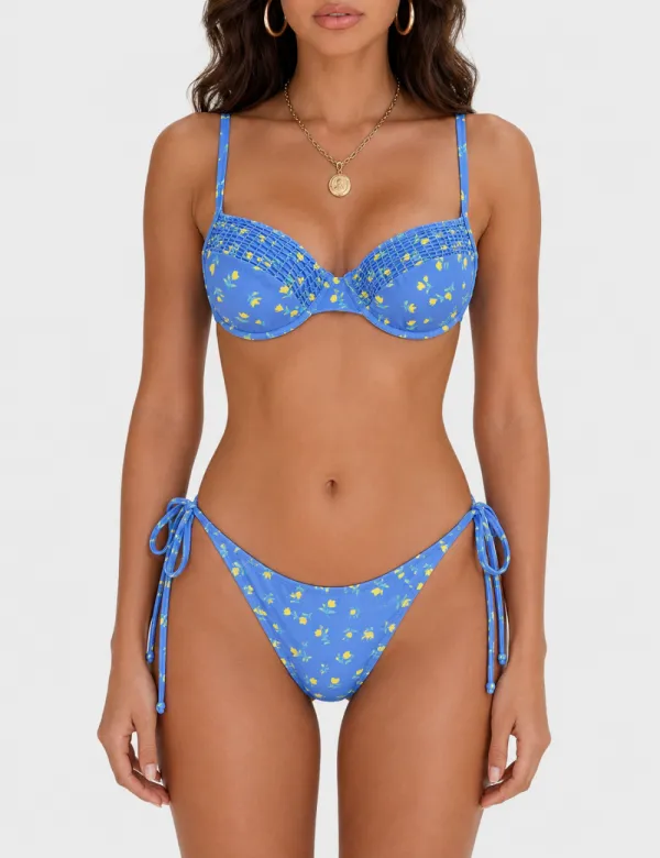 Smocked Balconette Piece Bikini Set