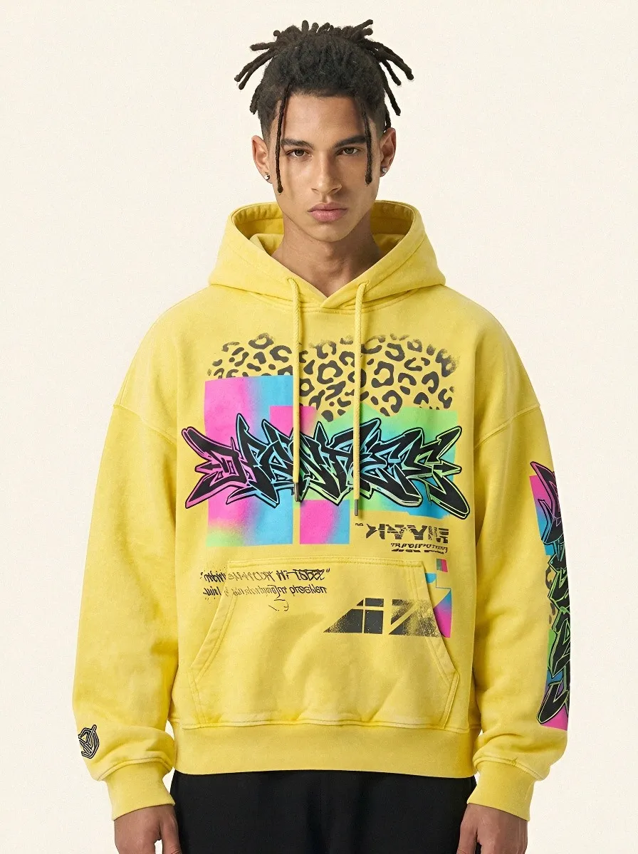 Unisex Graphic Streetwear Graffiti Leopard Hoodie