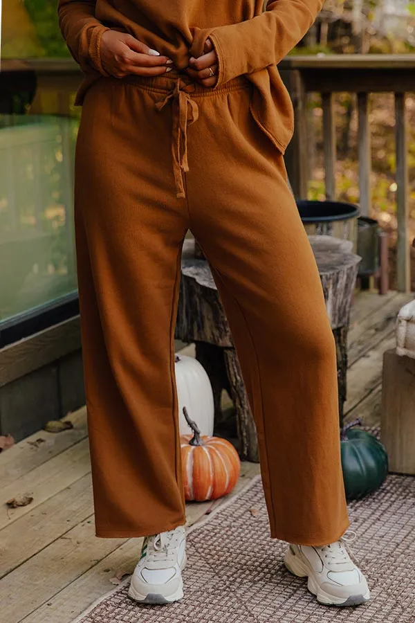 High Waist Relaxed Wide Leg Athletic Fleece Pants